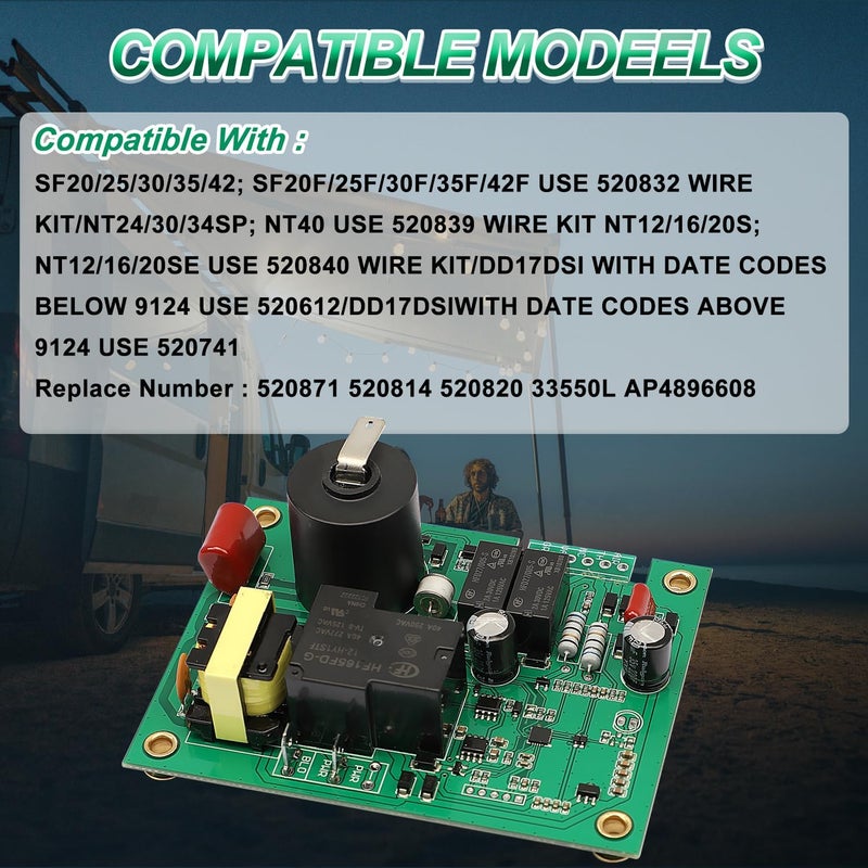 Fexhull 520820 Circuit Board with Fan Control, Fit for Suburban RV Camper Furnace,12VDC RV Water Heater Control Module Board, Replace 520871 520814 520820 33550L AP4896608 - Image 2